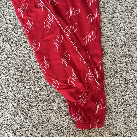 Victoria's Secret Lounge Pajama Pants Flannel Red w White Love Script Print Sz M - Picture 8 of 8